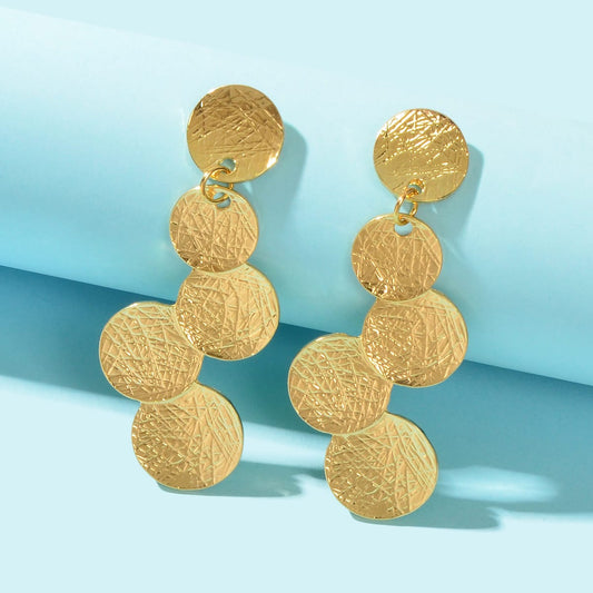 Circle Disc Coin Geometric Flat Brushed Geometric Statement Earrings Gift-0
