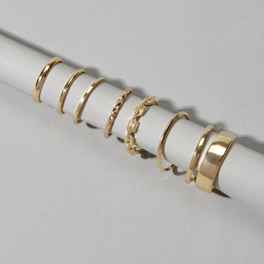 7 pcs Minimalist Gold Silver Stackable Multiple Knuckle Finger Trendy Rings Set-0