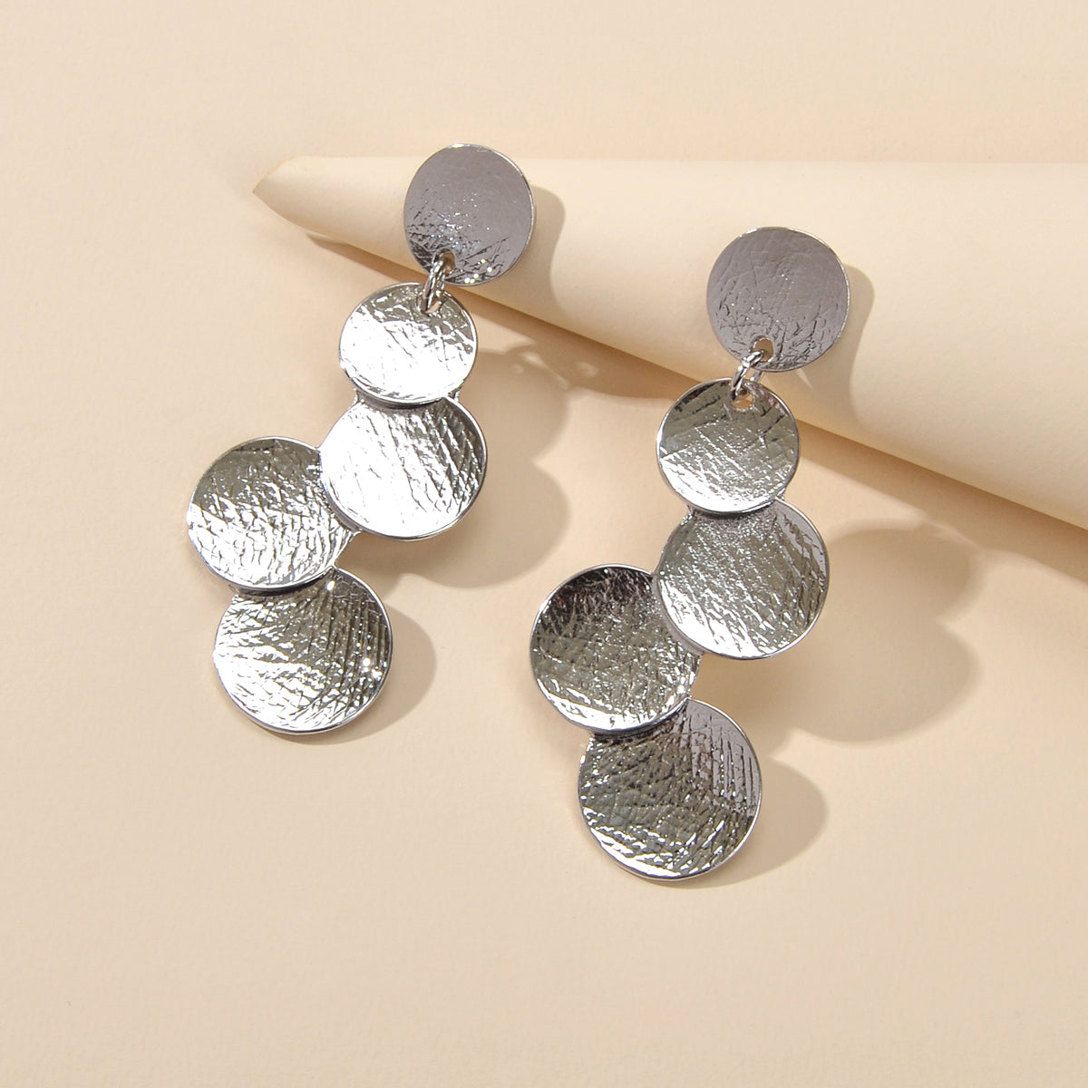Circle Disc Coin Geometric Flat Brushed Geometric Statement Earrings Gift-4