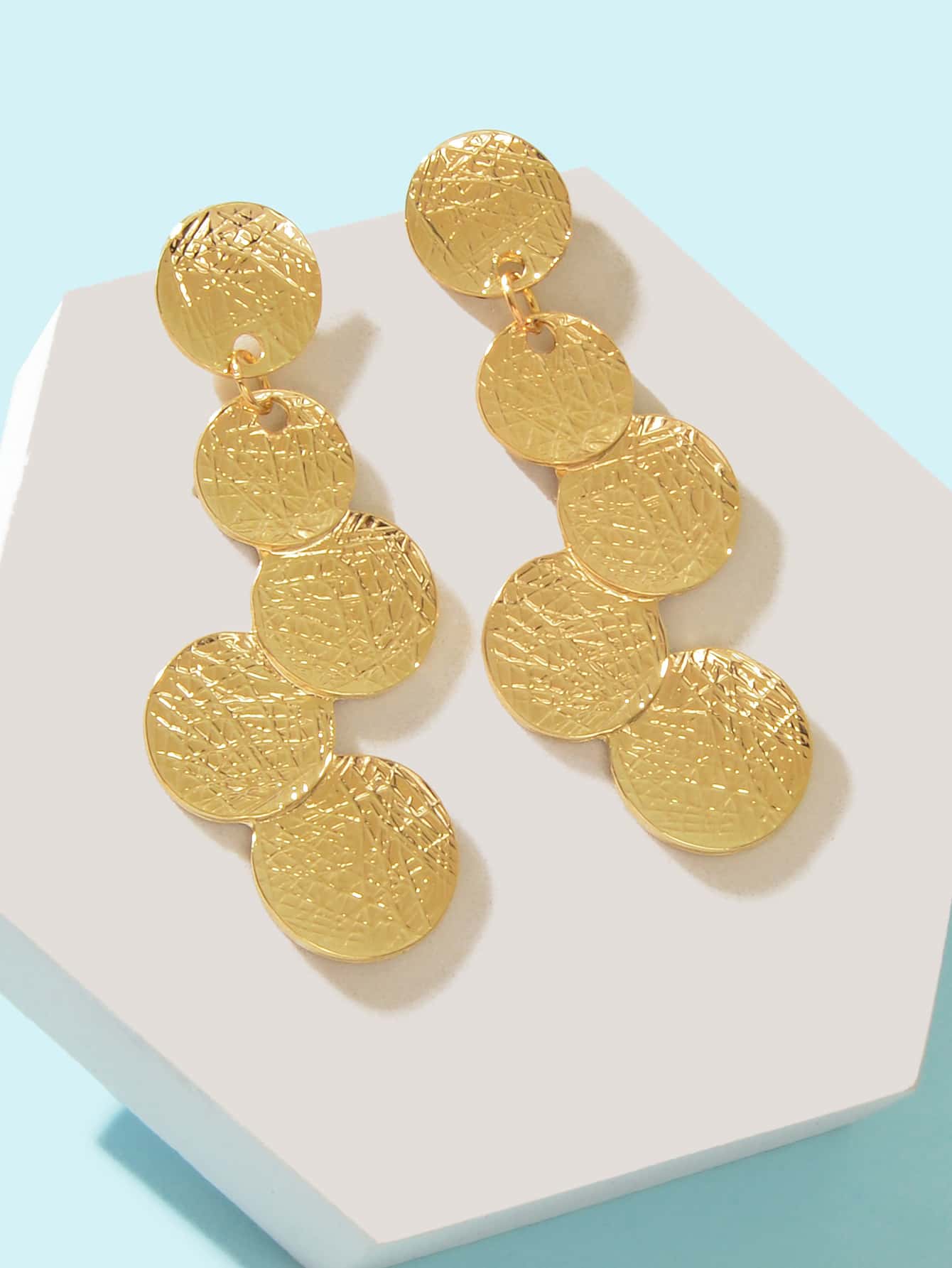Circle Disc Coin Geometric Flat Brushed Geometric Statement Earrings Gift-2