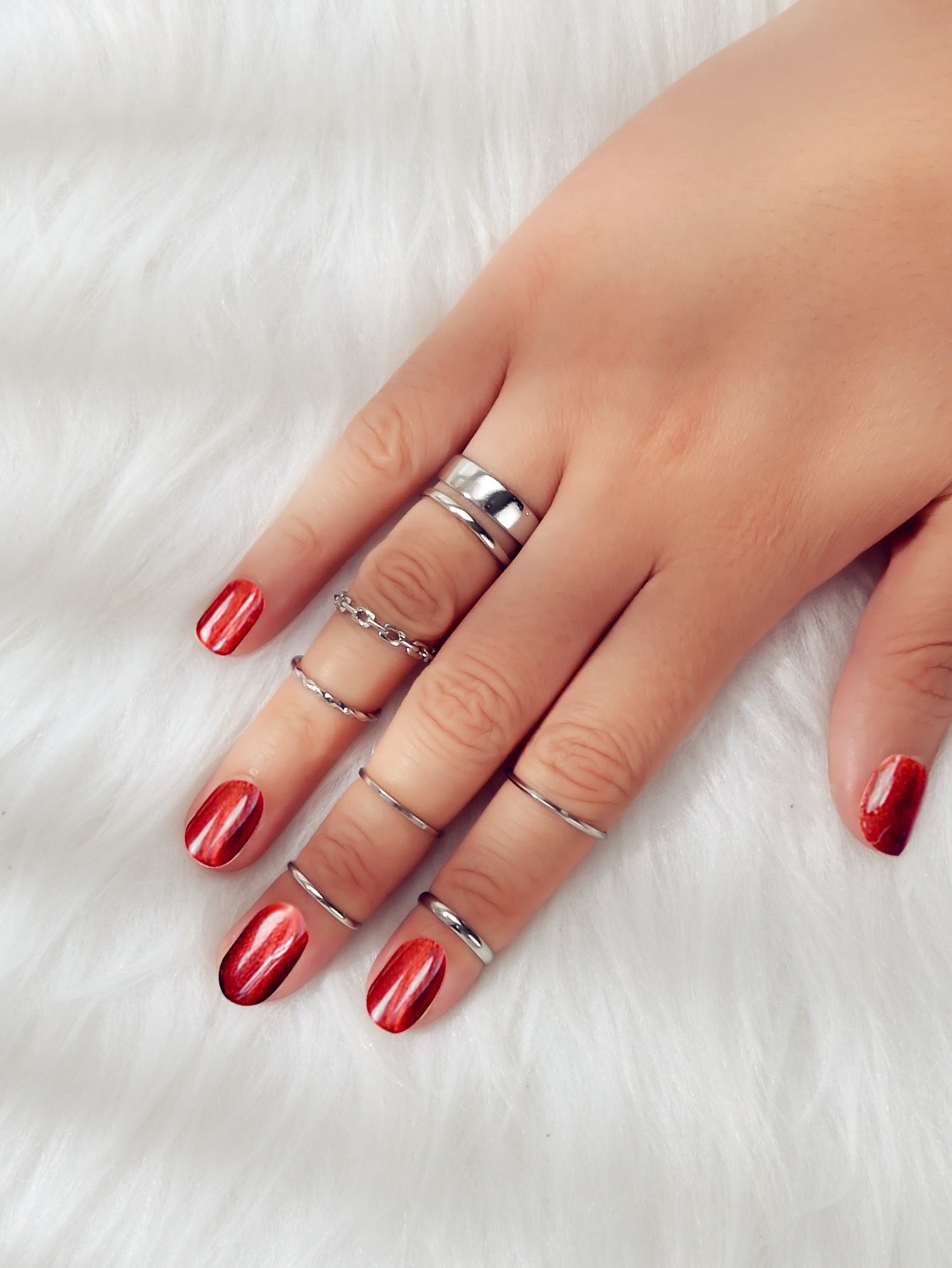 7 pcs Minimalist Gold Silver Stackable Multiple Knuckle Finger Trendy Rings Set-5