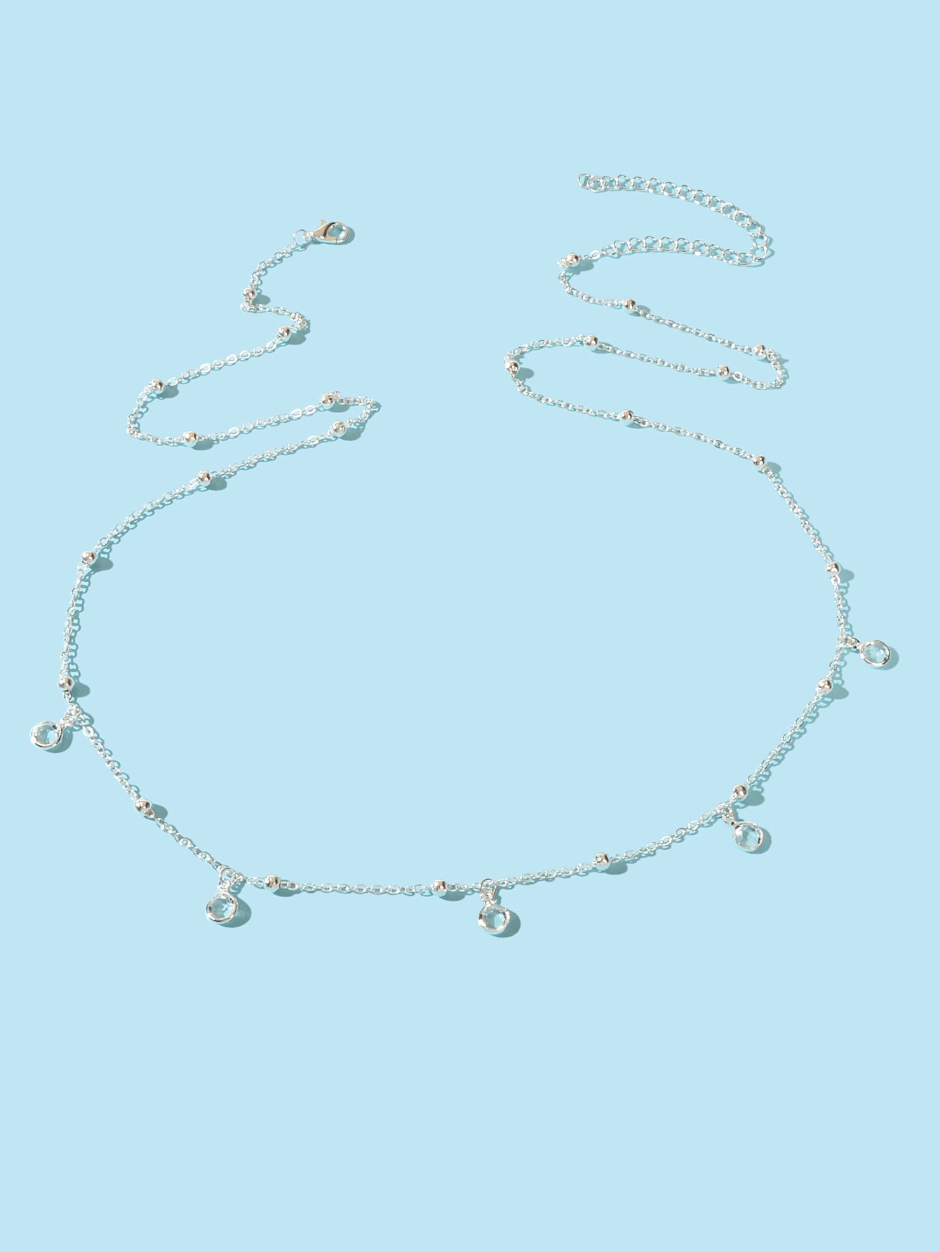 Minimalist Beach Bikini Silver Body Chain Beads Charms Sexy Belly Waist Chain-1