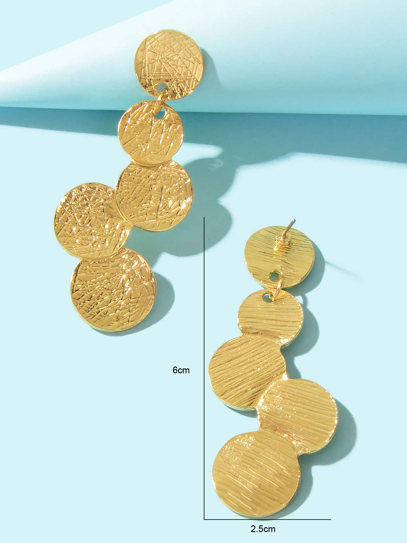 Circle Disc Coin Geometric Flat Brushed Geometric Statement Earrings Gift-3