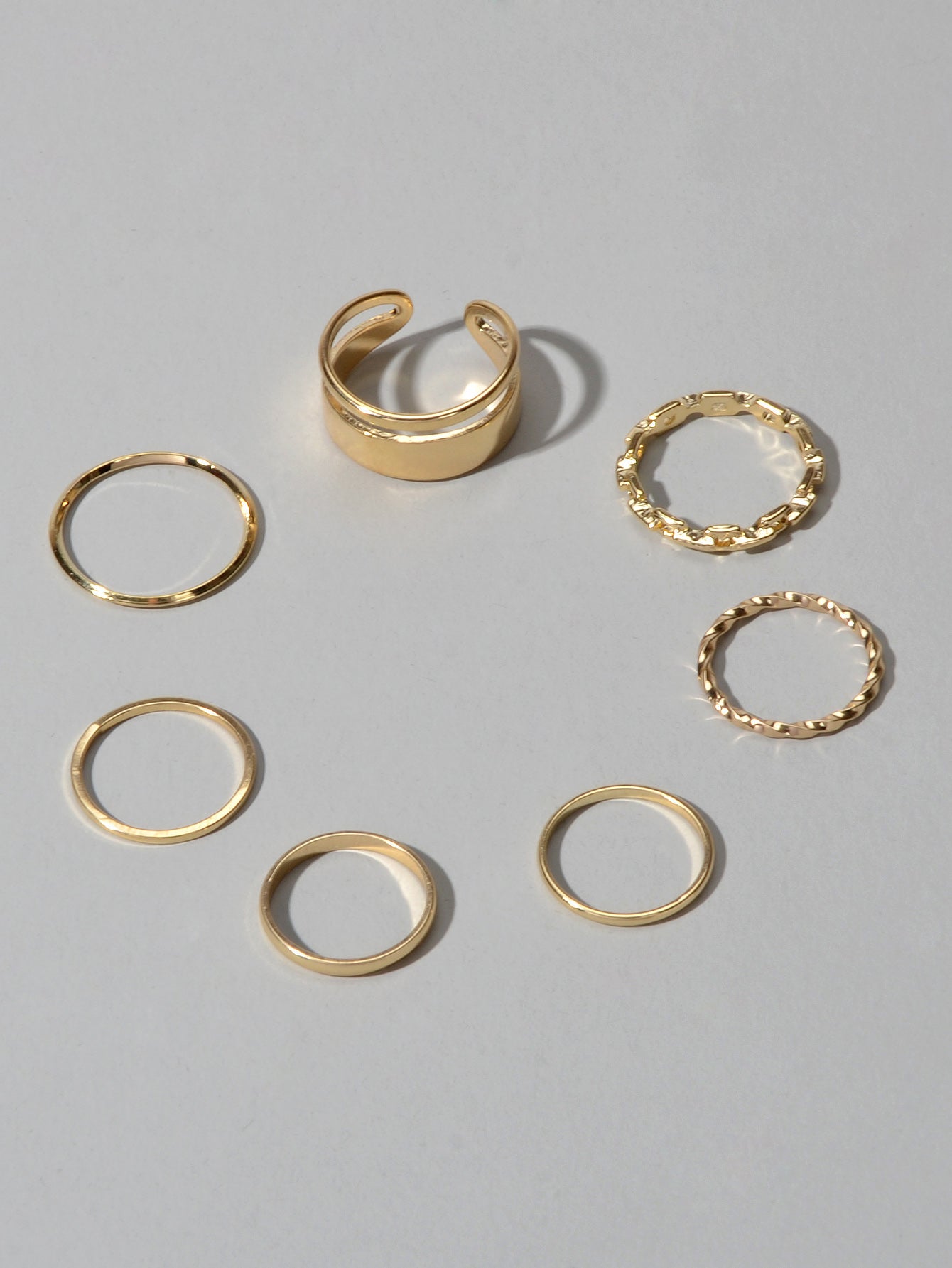 7 pcs Minimalist Gold Silver Stackable Multiple Knuckle Finger Trendy Rings Set-2