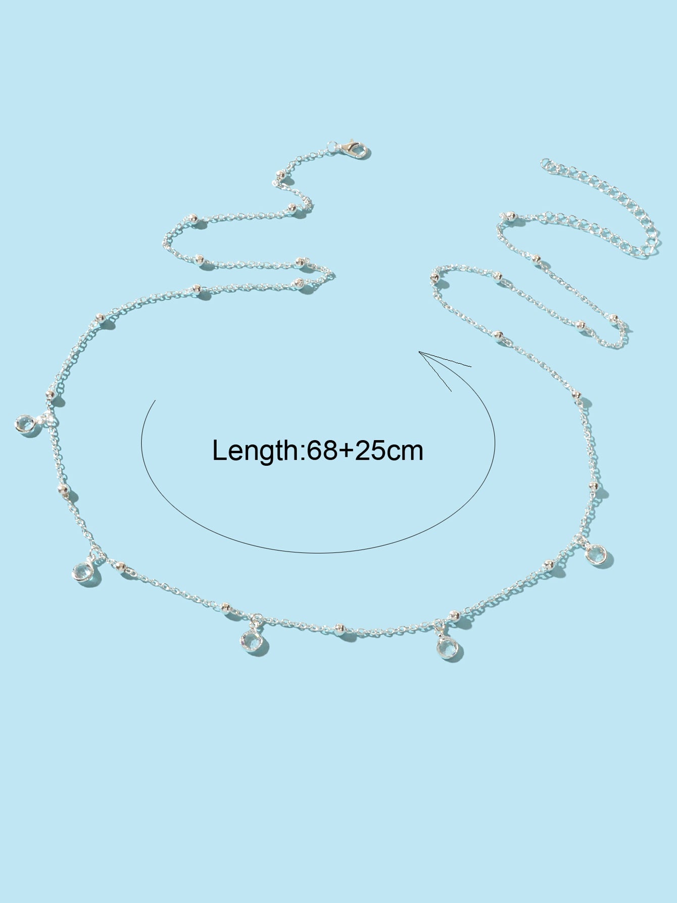 Minimalist Beach Bikini Silver Body Chain Beads Charms Sexy Belly Waist Chain-3