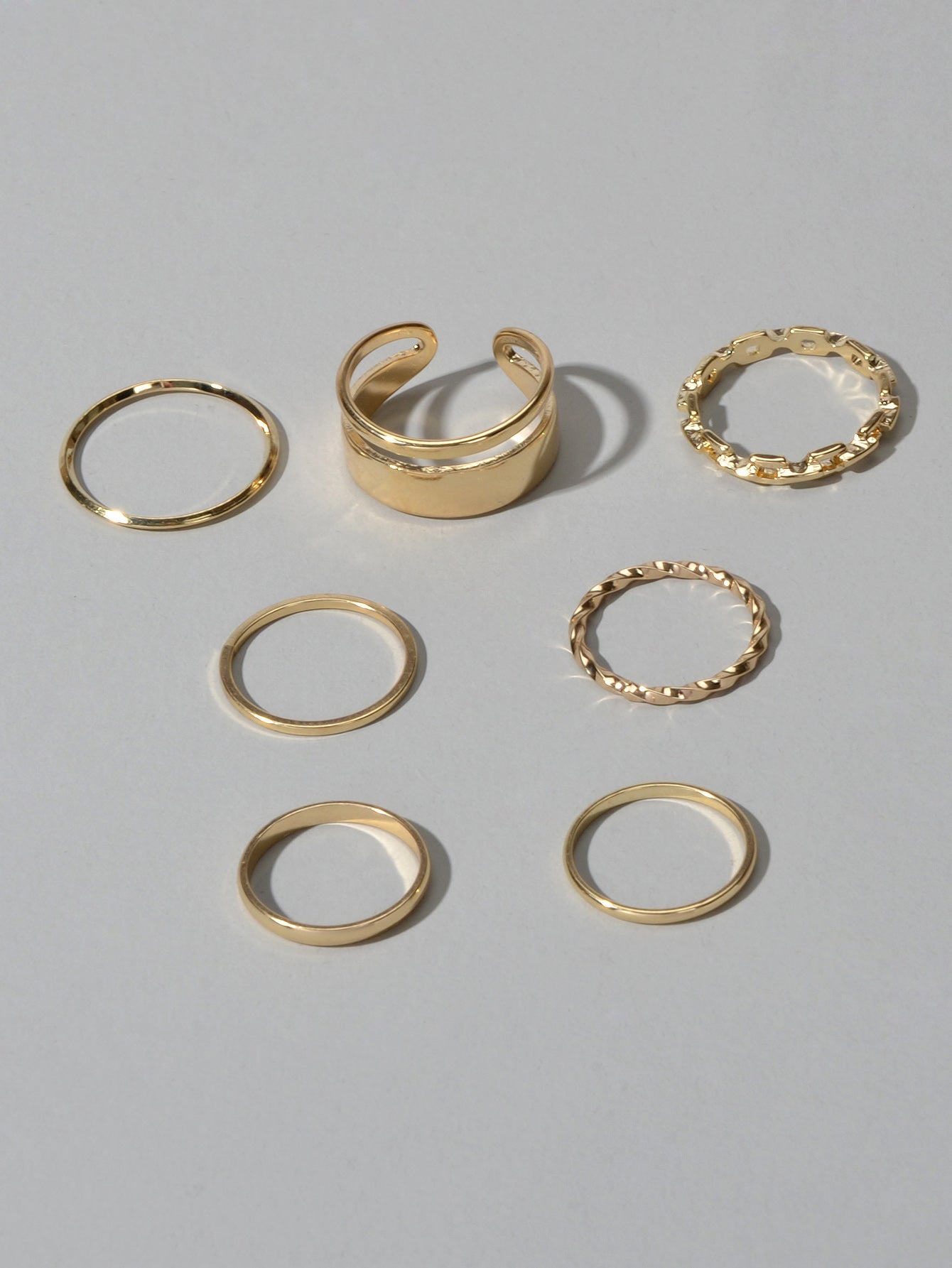 7 pcs Minimalist Gold Silver Stackable Multiple Knuckle Finger Trendy Rings Set-3